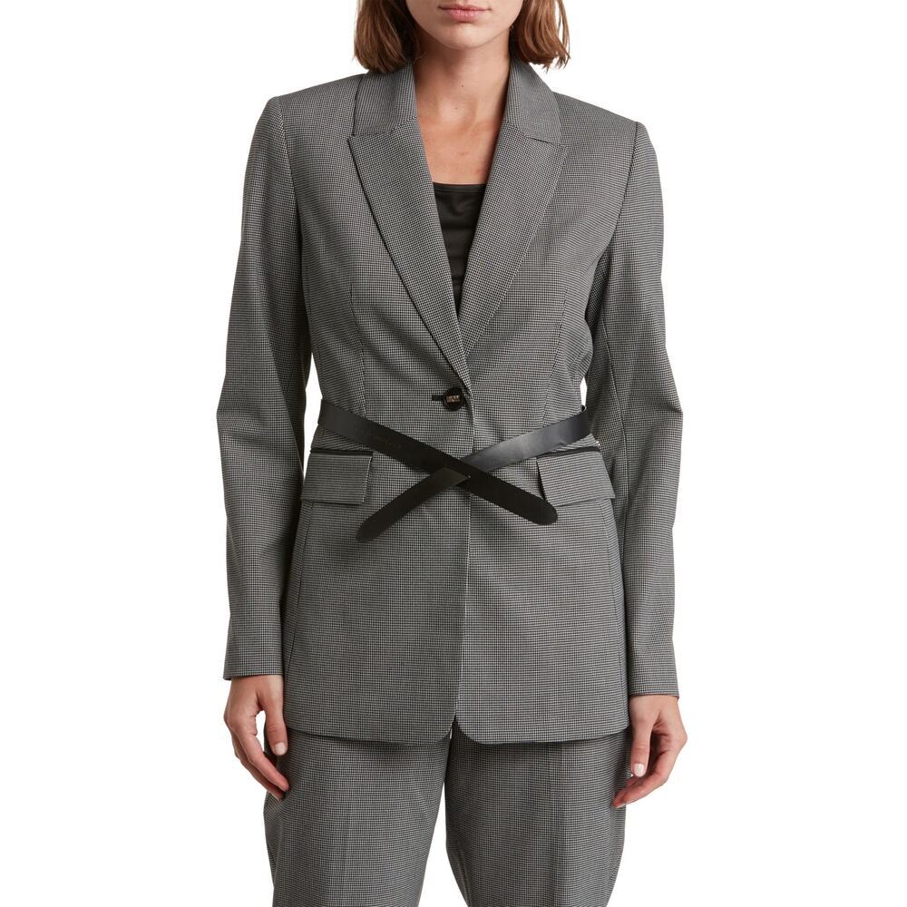 DKNY Women's Long Sleeve Mix Media Belted Jacket Size 2